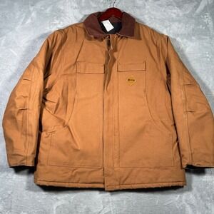 Carhartt Jacket Mens XXL XXXL Brown Canvas Quilt‎ Lined Chore Muleskins Barn